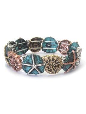 Multicolor Metal Sea Life Stretch Bracelet